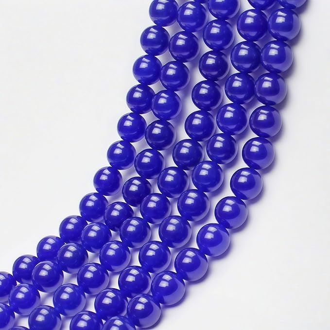 MJDCB Natural Stone Beads Sapphire Jade Round Loose Beads for Jewelry Making DIY Bracelet Necklace (12mm)