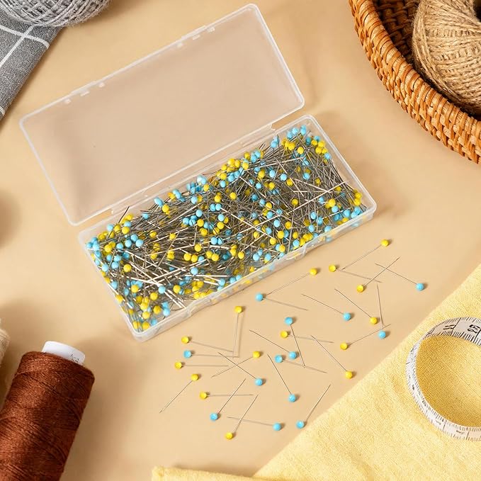 500 PCS Straight Pins, 1.75 Inch Long Quilting Pins with Glass Ball Head, Stainless Steel Sewing Pins for Fabric, Dressmaking, Crafts, Jewelry Making, DIY, Wedding Bouquets, Decoration