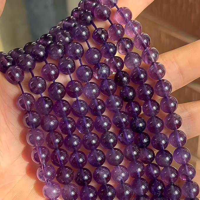 MJDCB 5A Natural South Africa Amethyst Gemstone Round Stone Beads for Jewelry Making DIY Bracelet Necklace (8mm)