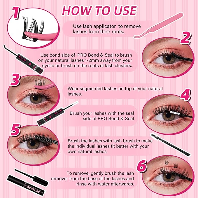 PRO LASHBEAUTY Flora Lash Clusters, Eyelash Clusters 8-18 Mixed Cluster Eyelash Extensions Mixed Lash Extension Reusable Soft & Comfortable (Flora,8-18mix)