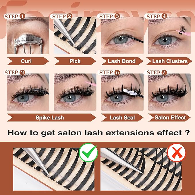 Focipeysa Spike Clusters Eyelashes with Bottom Lashes 11-21mm Clusters Lash Extensions Manga Premade Fan Eyelashes Extensions Wispy Eyelashes Extension Cluster Get Salon Effect