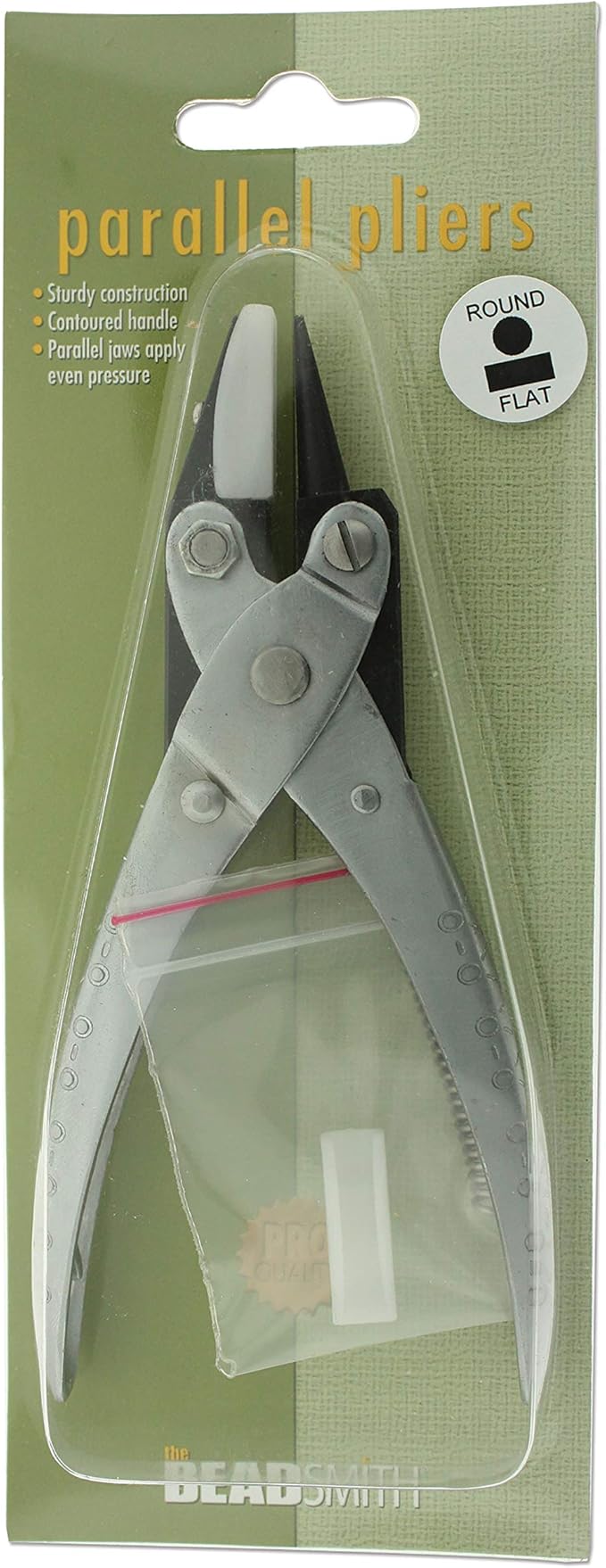 The Beadsmith Round Nose/Nylon Flat Nose Parallel Pliers, 5.5 inches (140mm) Steel Tool for Jewelry Making, with Spring