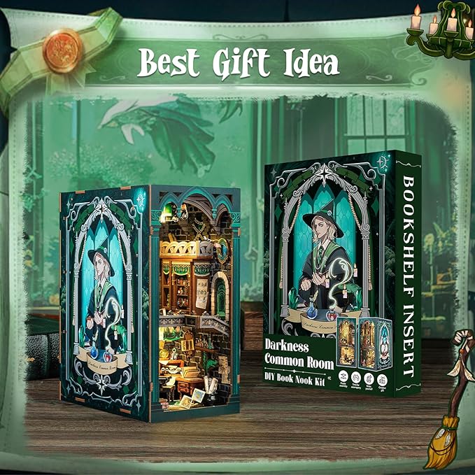 CUTEBEE Book Nook Kit, DIY Booknook Miniature House Tiny House 3D Wooden Puzzle Dollhouse Kit for Adults and Teens, Bookshelf Insert Decor, DIY Craft Gift Model Build