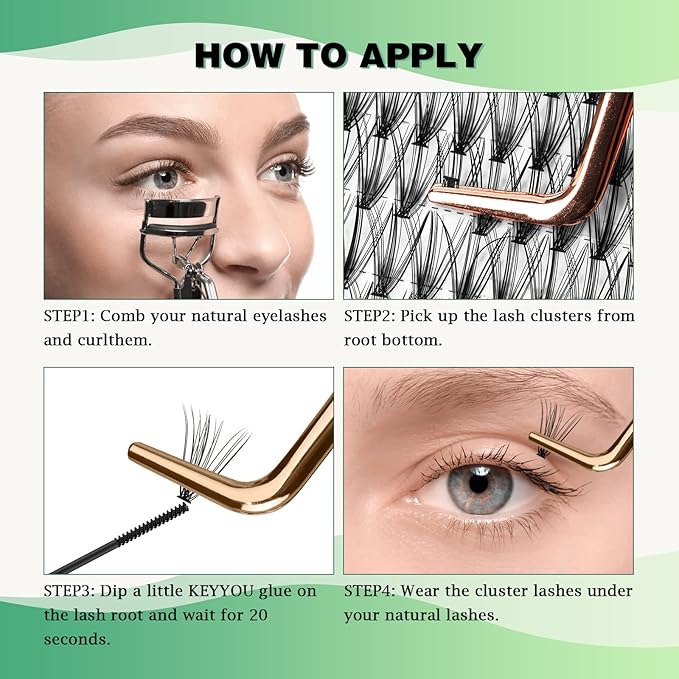 Lash Clusters 300Pcs Individual Lashes 20D 0.07D Curl9-18MIX Lash Extensions Clusters Lashes Soft&Natural False Eyelashes Individual DIY Eyelash Extension at Home(20D-0.07D,9-18MIX)