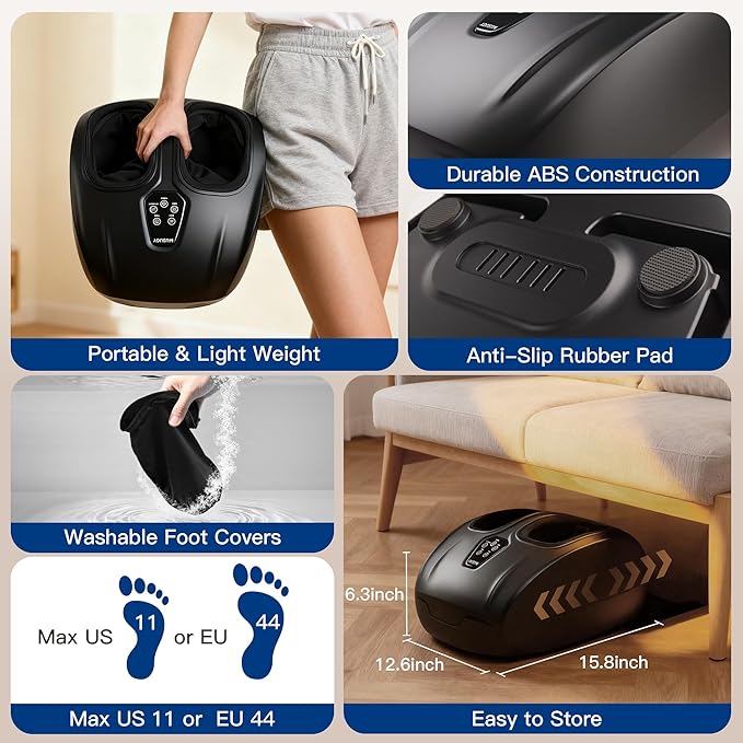 Musugy Foot Massager Machine with Heat : Deep Kneading Shiatsu Foot Massager with Vibration & Compression for Plantar Fasciitis & Neuropathy - for Women & Men,Relax for Office Home Use