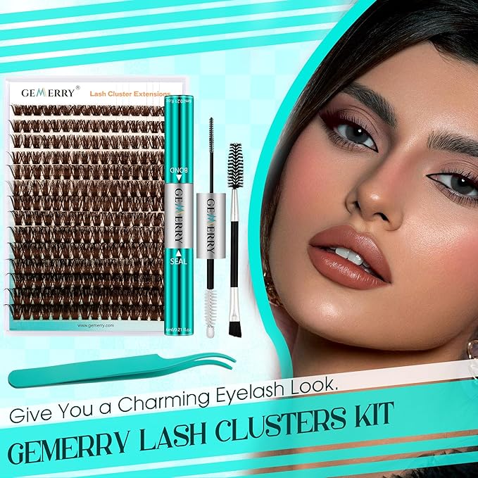 Brown Lash Clusters 280PCS Eyelash Clusters Natural Looking Individual Lash Extenison Fluffy Cluster Lashes DIY Lashes at Home by GEMERRY๏ผ100P-10-18mm-Brown)