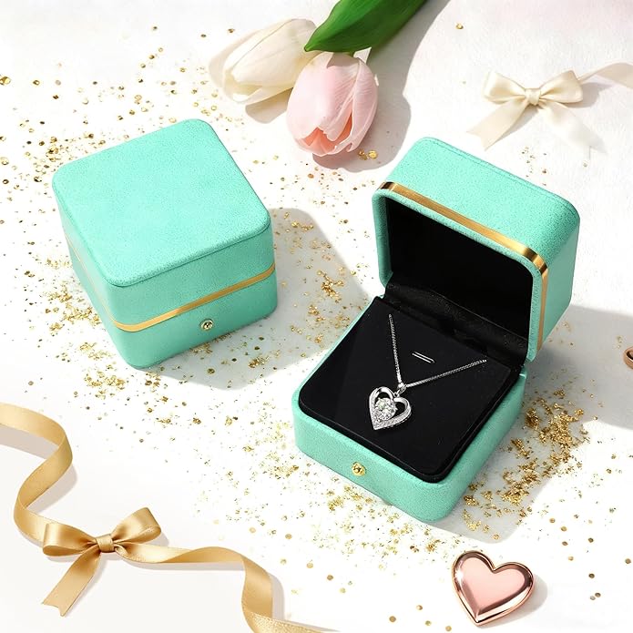 UnicoRing Moissanite Necklace for Women, Heart Pendant Engraved 'I Love You' Gifts for Wife, Valentine's Day Gift Anniversary Eternity Birthday Present Sterling Silver Jewelry for Her