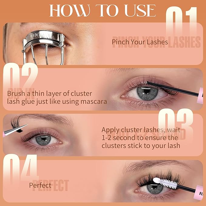 Ruairie Lash Clusters Wispy Eyelash Clusters Eyelash Extension 200D Volume Cluster Lashes 8-16MM Individual Lashes Extensions 216pcs Thick D-Curly Eye Lash Cluster