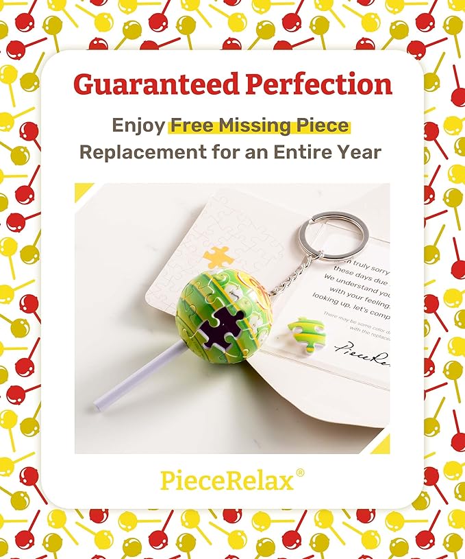 PieceRelax Chupa Chups X 3D Puzzle Keychain 24 Plastic Pieces - Chups My Flavor - Portable Key Ring Unique Gifts