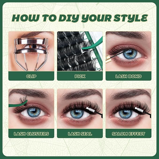 Lash Clusters 182Pcs Eyelash Clusters KEYYOU 200D D Curl 9-18MIX Clusters Lashes Thick Super Soft Wispy DIY Eyelash Extension at Home(200D-D,9-18MIX)