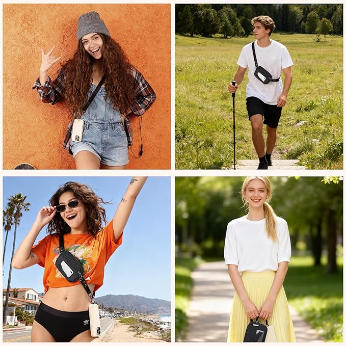Phone Lanyard Crossbody with Wallet,Detachable Phone Strap Wristlet with ID Window and Zipper,Adjustable Strap for All Phone