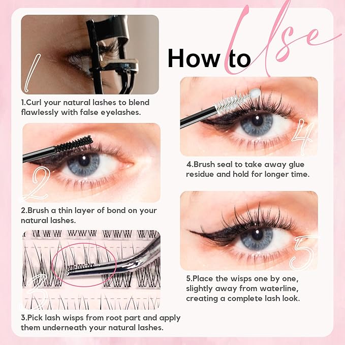LA MAESII 110Pcs Clear Band Lash Clusters 10-14mm Natural Look Cluster Eyelashes C Curl Resuable Invisible Band Individual Cluster Lashes(122)