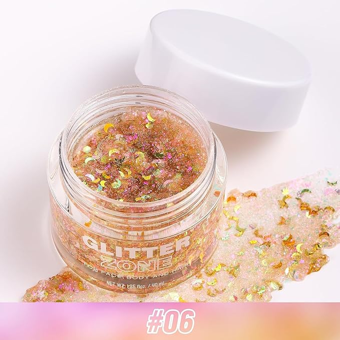 BestLand Body Glitter Gel for Women and Kids – Sparkle Glitter Makeup for Face, Body & Hair – Long Lasting Shimmer Gel for Festival accessories, Rave, Halloween, Party, Mermaid Look (06 Dreamy Galaxy)