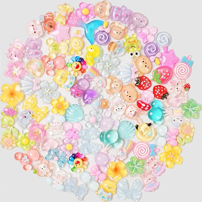 70 Pcs Resin Charms Slime Charms Embellishments Bulk Mixed Ornament Decorations Accessories