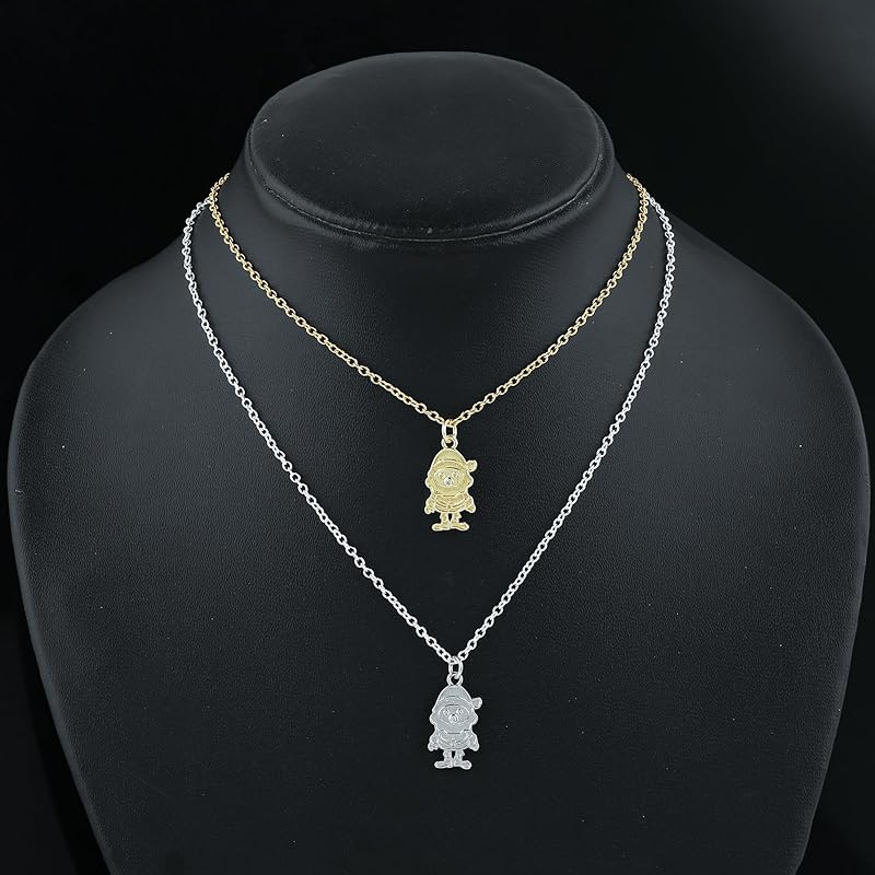 JOR Christmas Santa Charm Pendant Necklace, Women Jewelry, Dainty Gold & Silver Plated Combo Chain 18 inch (Pack of 2)