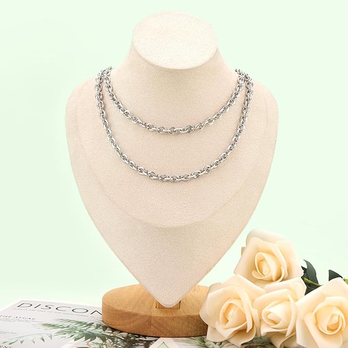 UMAOKANG 5 Meters Stainless Steel Jewelry Making Chain Roll Chunky Cable Chains for Men and Women Necklace DIY with Jump Rings and Lobster Clasps