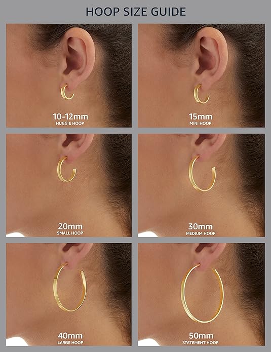 Amazon Essentials Stainless Steel Flattened Hoop Earrings (60mm)