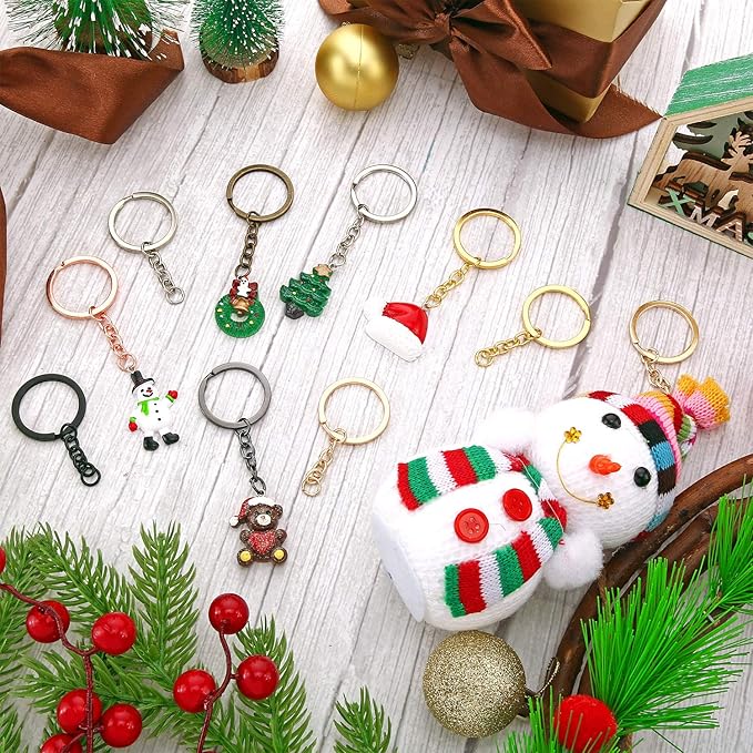 215 Pieces Keychain Rings Set Including 35 Pieces Keychain Rings with 35 Pieces Open Jump Rings and 180 Pieces Small Screw Eye Pins for Crafts and Jewelry Making (Mixed Colors,30 mm)