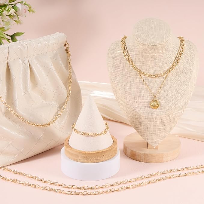 BORUINIE 33 Feet Gold Plated Rolo Chains Textured Oval Link Aluminum Chain Roll Bulk for DIY Necklace Jewelry Making
