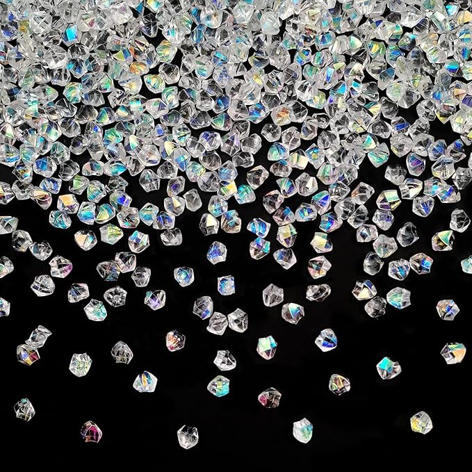 Iridescent Vase Filler, 1400 PCS 6 * 9 mm Acrylic Ice Cubes Acrylic Gem Plastic Diamonds Acrylic Table Centerpiece