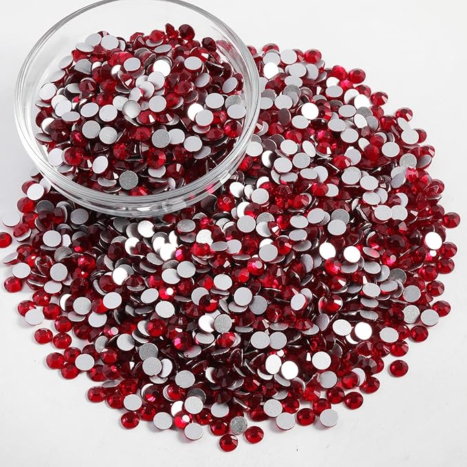 Beadsland Flatback Rhinestones Bulk,14400pcs Crystal Rhinestones for Nails Crafts DIY Decoration, Siam, SS6, 1.9-2.1mm