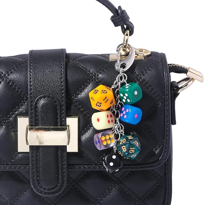 Lucky Dice Cherry Magic 8 Ball Keychain Billiard Ball Star Cherry Bags Charms Cute Y2k Keychain for Women Men