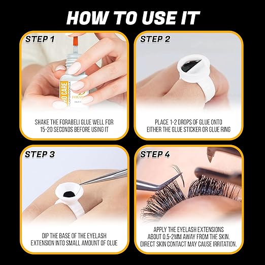 Forabeli Pro Care Lash Extension Glue, 1–2 Sec Fast Dry, 8 Week Retention, Advanced Bonding System, Professional Eyelash Extension Glue, Lash Adhesive for Eyelash Extensions