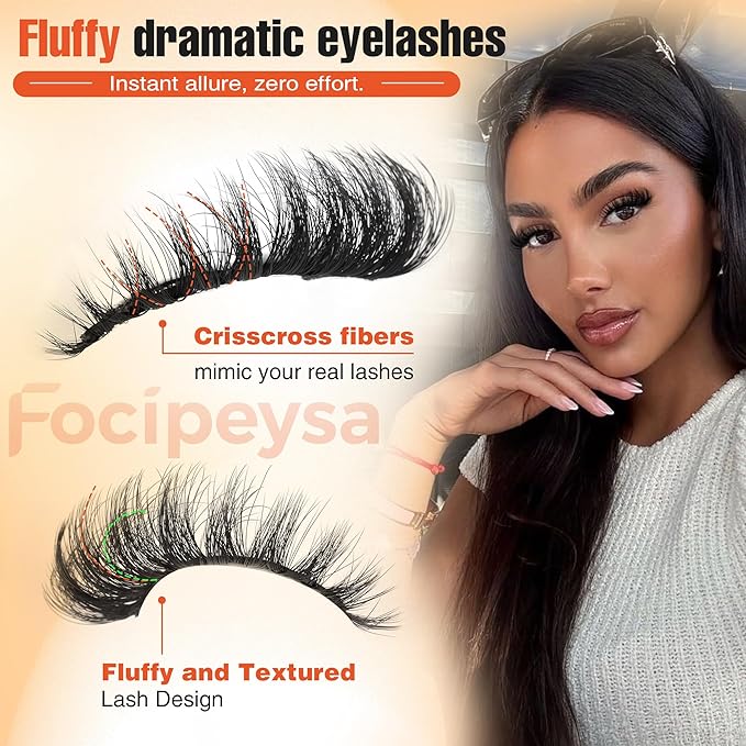 Mink Lashes Full Volume False Eyelashes 18mm Dramatic Faux Mink Eyelashes Natural Look Cat Eye Volume Eye Lashes Multipack by Focipeysa