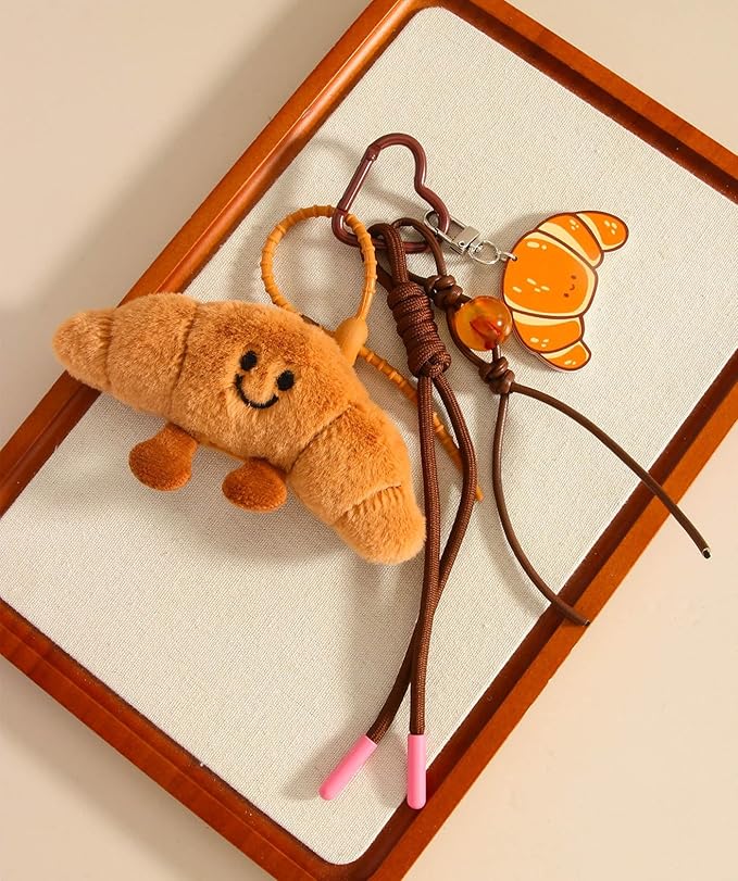 Kawaii Plush Keychain Purse Charms Cute Brown Bag Charms for Women Handbags