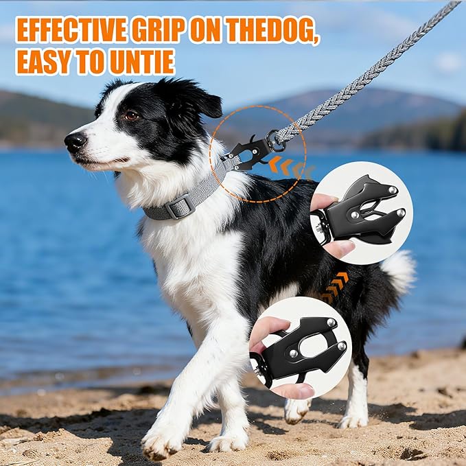 2 Pcs Frog Clip Dog Leash Buckle for Linking Pet Collar Supplies 360 Degree Swivel Heavy-Duty Quick Release Clasp Keychain Tactical (Large (Square))