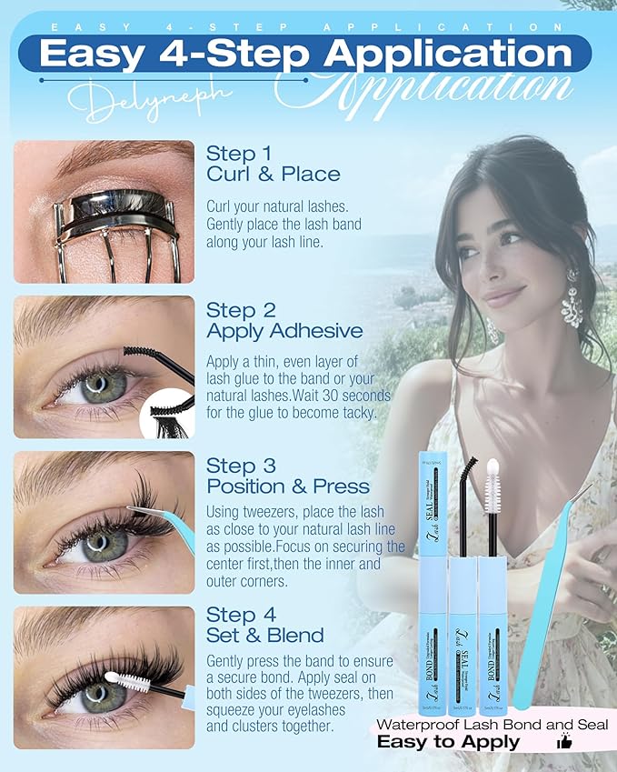 Wispy Lash Clusters Kit Natural Lash Extension Kit 40D+50D Fairy Eyelash Clusters Kit C Curly Cluster Eyelash Extensions with Spikes Individual Cluster Lashes by Delyneph