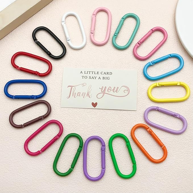 16 Pcs Oval Carabiners Keychain Clip, Cute Track Shape Carabiner Clip, Aluminum Carabiners, Versatile Keychain Clip for Keychains, Water Bottle Holders, Dog Leashes, and More