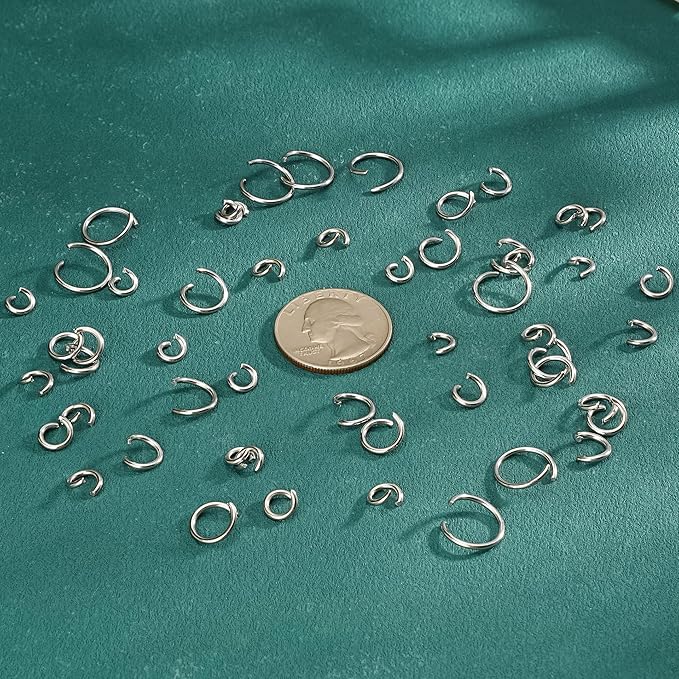 1000Pcs 9mm Stainless Steel Open Jump Rings 16 Gauge Metal O Rings Single Loop Connectors for Jewelry Necklaces Bracelet Earrings Keychains Chainmail DIY Making