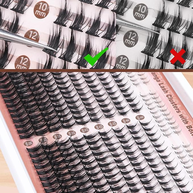 Focipeysa Manga Lash Clusters Wispy Eyelash Extensions 330Pcs Anime Lashes Extension Natural Eyelash Clusters 8-16mm Individual Eyelash Extension Bottom Lashes