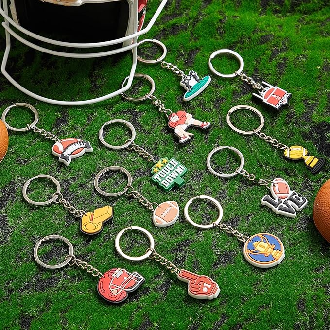 Batiyeer 72 Pack Football Keychains Bulk Party Favors Sports Ball Key Chains Funny Keyring Gifts for Women Men Birthday Supplies