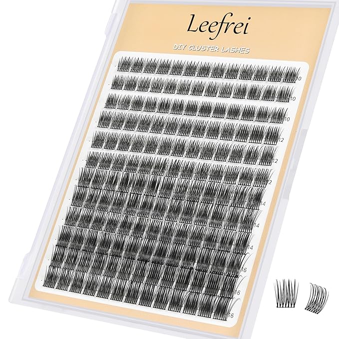 Leefrei Eyelash Cluster 10-18mm Wispy Eyelash Clusters D Curl DIY Lash Extension Natural Lash Clusters Individual Lashes (LF05 Lashes Only)