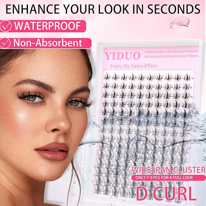YIDUO Lashes Clusters Fairy Manga Eyelash Clusters 140pcs Wispy Natural Wet-Look Lashes Extension 8-18mm D Curl Widespan Cluster Eyelash Extensions DIY Individual Lashes with Soft Thin clear Lash Band
