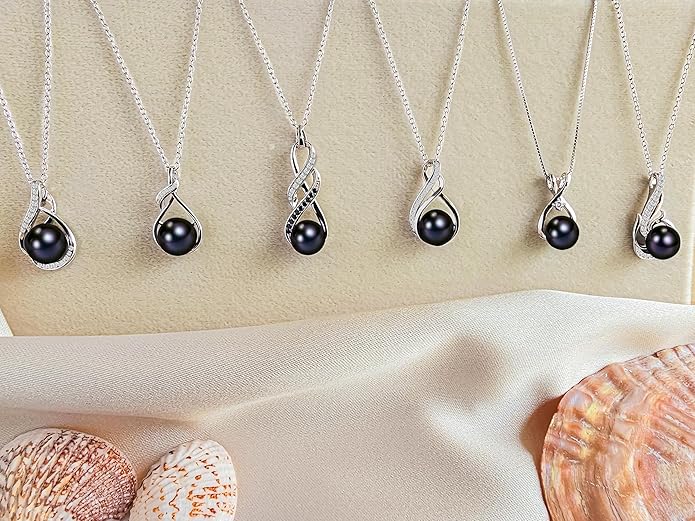 PEARLURA Natural AAA+ 9mm Natural Black pearl necklace for women - Real pearl necklace (18k gold platted 925 sterling Silver)- Gifts For Wife Wedding Anniversary - cultured pearl necklaces for women - necklace for wife birthday - jewellery for women