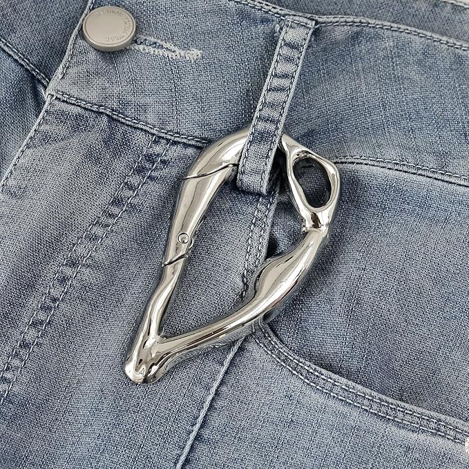 Cute Y2K Carabiner Keychain Clips Irregular Cool Multi-Use Large Heavy Duty Carabiner Hook Key Ring Outdoor Accessories Buckle