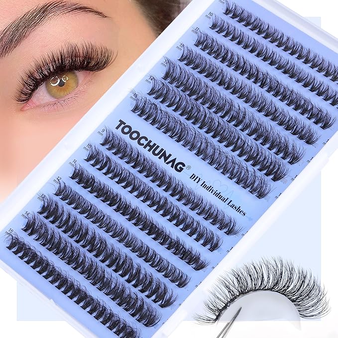 Lash Clusters 30D+40D Wispy Eyelash Clusters D Curl Individual Lashes 9-15mm Cluster Eyelash?Extensions 280pcs False Mink Eyelashes DIY Flat Lash Extension by TOOCHUNAG