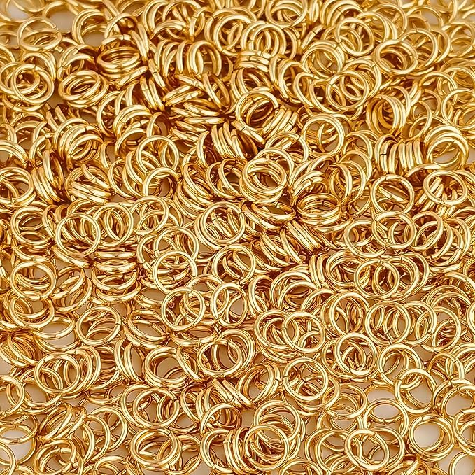 500Pcs 6mm Gold Plated Stainless Steel Jump Rings 21 Gauge Metal O Rings Close but Unsoldered Single Loop Connectors for Jewelry Necklaces Bracelet Earrings Keychain DIY Making