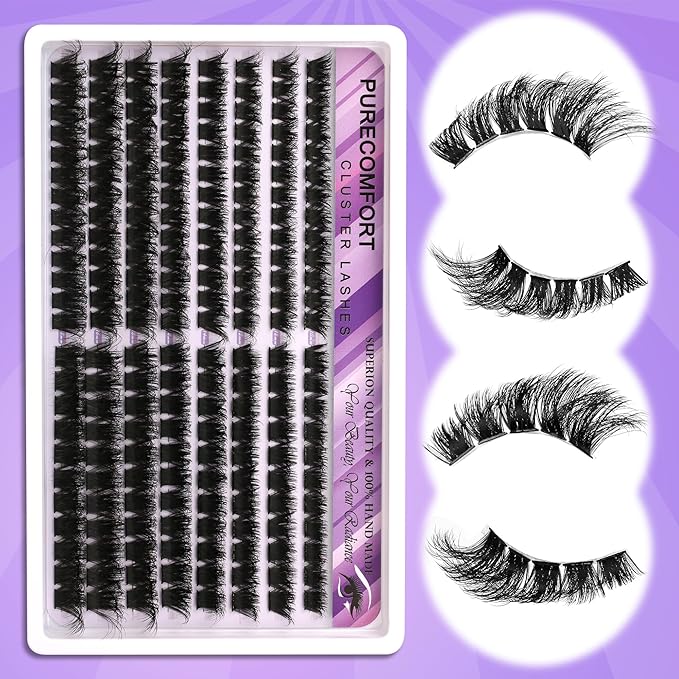 DIY Lash Extension Kit, 192 Cluster Lashes 2 Densities (150P/200P) 10-18mm Mixed Length, Knot-Free Handmade Lashes with Bond/Seal Glue, Remover & Tweezers, Beginner-Friendly for Daily & Party Looks