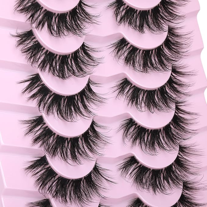 False Eyelashes Clear Band Faux Mink Lashes 18mm Long Dramatic Invisible Wispy Lashes Fake Eye Lashes Pack by Kiromiro