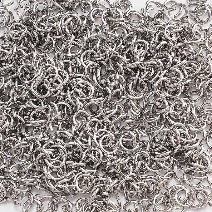 2000Pcs 6mm Stainless Steel Open Jump Rings 21 Gauge Thick Metal O Rings Single Loop Connectors for Jewelry Necklaces Bracelet Earrings Keychains Chainmail DIY Making