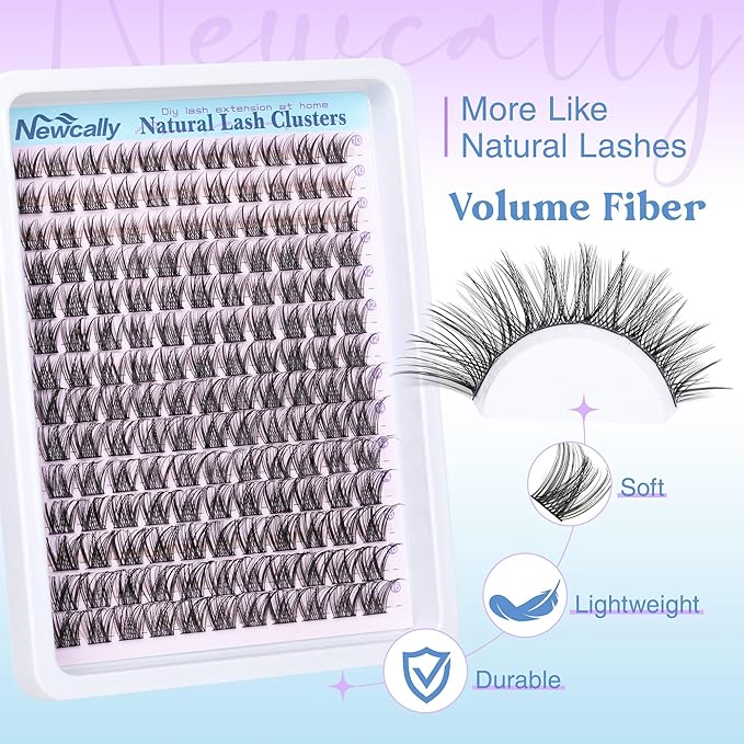 Cluster Lashes Wispy Natural Eyelash Clusters DIY Lash Extension C-curly Cluster Eyelash Extension 10-16MM Individual Lashes Thin Lash Band by Newcally