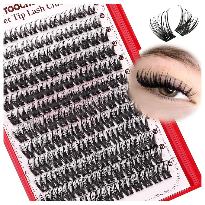 TOOCHUNAG Eyelash Clusters Wispy Cluster Eyelash Extensions 144pcs Volume Lash Clusters 10-16mm Individual Lashes Natural Eyelashes Clusters WideSpan DIY Lash Extension at Home