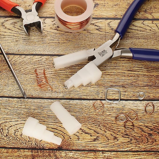 The Beadsmith Stepped Plied with Interchangeable Nylon Jaws – 6.5 Inches (165mm) – Comfort Grip Handle with Double Leaf Springs – Jewelry Making Tool for Bending & Shaping Wire
