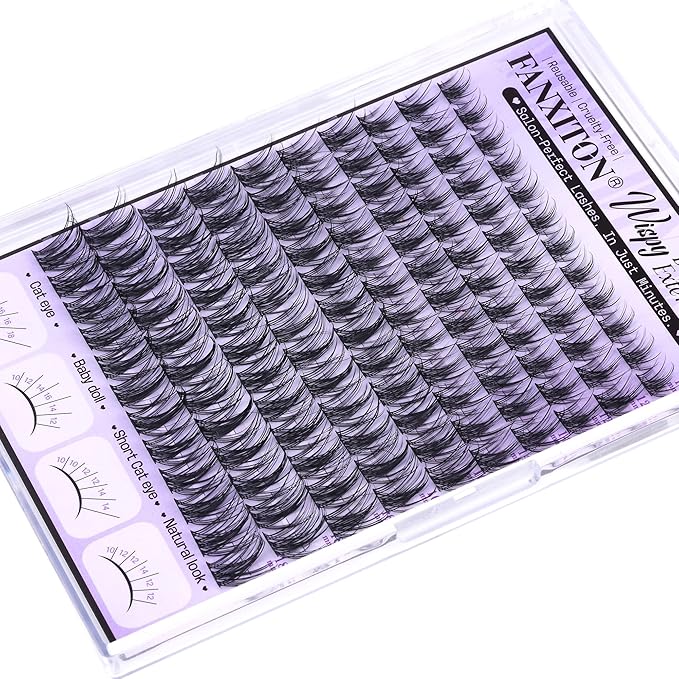 Wispy Lash Clusters Kit for a Natural Look DIY Lash Extension Kit 10-18mm Lash Bond & Seal Glue Lash Tweezers Individual Cluster Lashes for Subtle Enhancement
