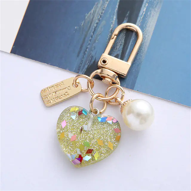 Acrylic Pearl Love Keychain Pendant for Headphones