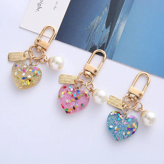 Acrylic Pearl Love Keychain Pendant for Headphones